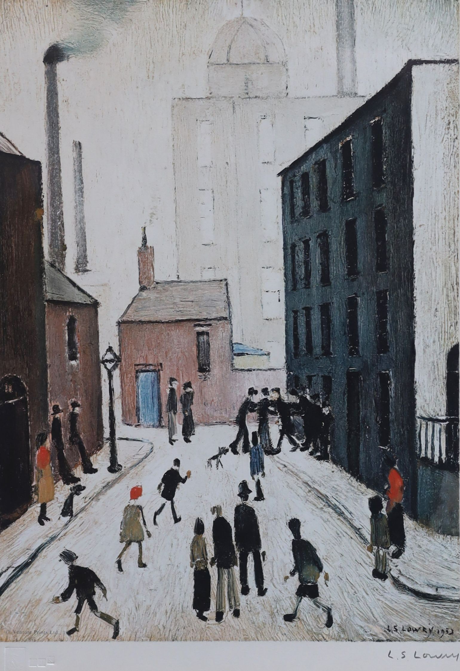 Lawrence Stephen Lowry (1887-1976), 'Industrial Scene (1953)', offset lithograph, 37 x 26cm